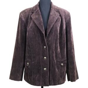 Vintage Dressbarn Corduroy Shacket Blazer Jacket Brown Chore Plus 14W 16W Women
